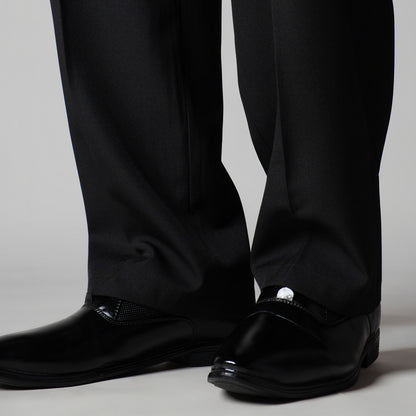 BLACK DOUBLE PLEAT STRAIGHT FIT TROUSER