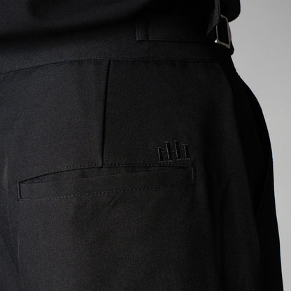 BLACK DOUBLE PLEAT STRAIGHT FIT TROUSER