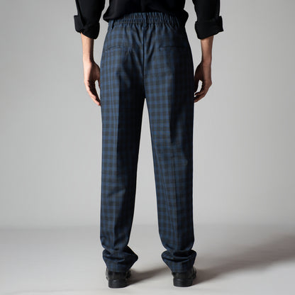 NAVY PLAID REGULAR FIT TROUSER
