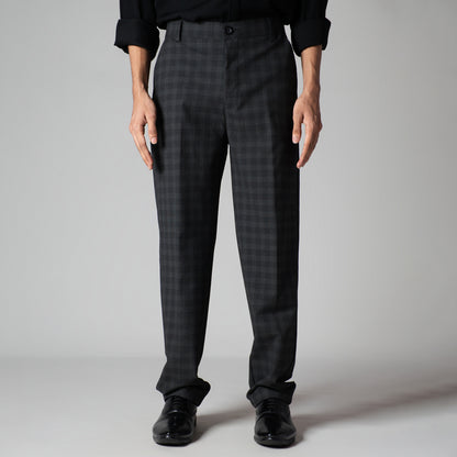 BLACK PLAID REGULAR FIT TROUSER