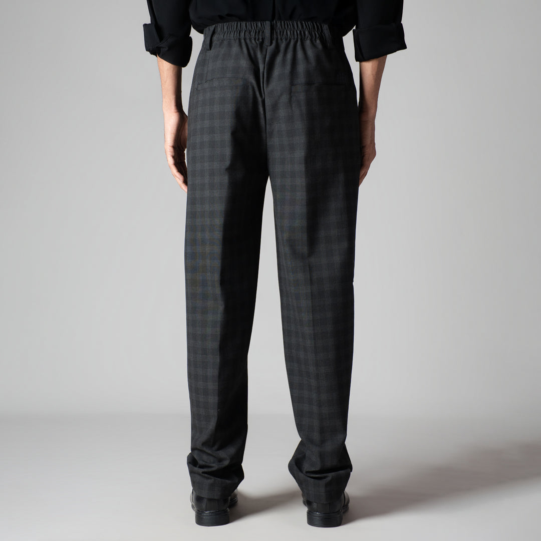 BLACK PLAID REGULAR FIT TROUSER