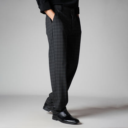 BLACK PLAID REGULAR FIT TROUSER