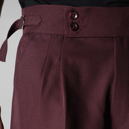 WINE DOUBLE PLEAT STRAIGHT FIT TROUSER