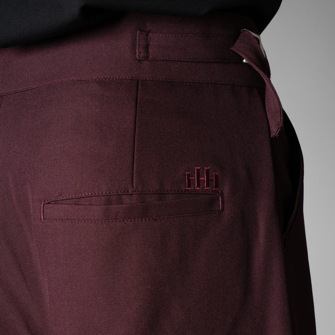 WINE DOUBLE PLEAT STRAIGHT FIT TROUSER