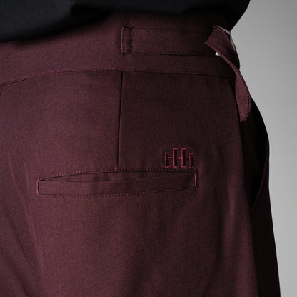 WINE DOUBLE PLEAT STRAIGHT FIT TROUSER
