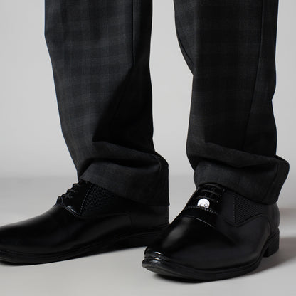 BLACK PLAID REGULAR FIT TROUSER