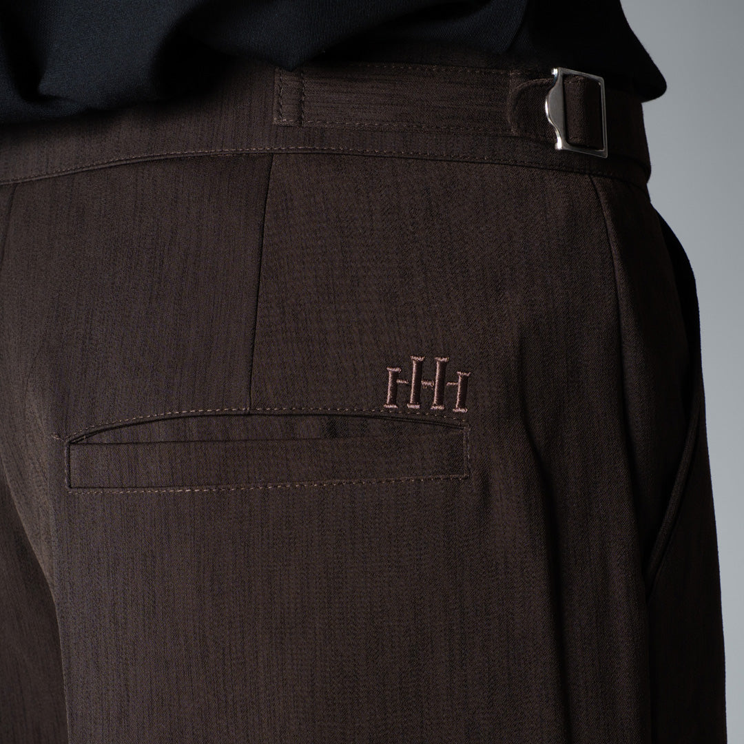 BROWN LONG FLAP TEXTURED TROUSER