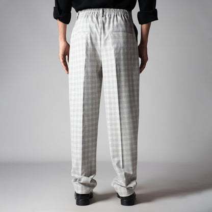 GREY PLAID REGULAR FIT TROUSER