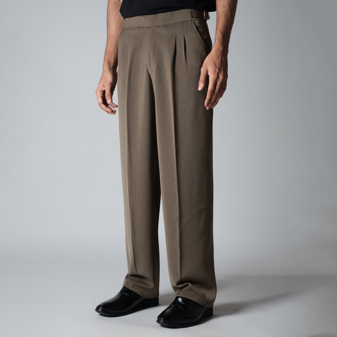KHAKHI LONG FLAP TEXTURED TROUSER