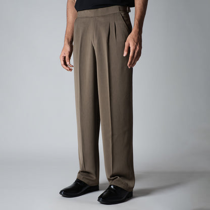 KHAKHI LONG FLAP TEXTURED TROUSER