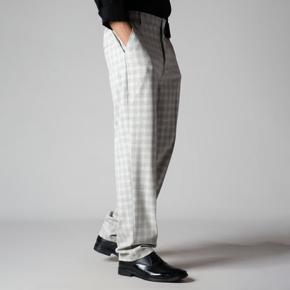 GREY PLAID REGULAR FIT TROUSER