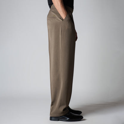 KHAKHI LONG FLAP TEXTURED TROUSER