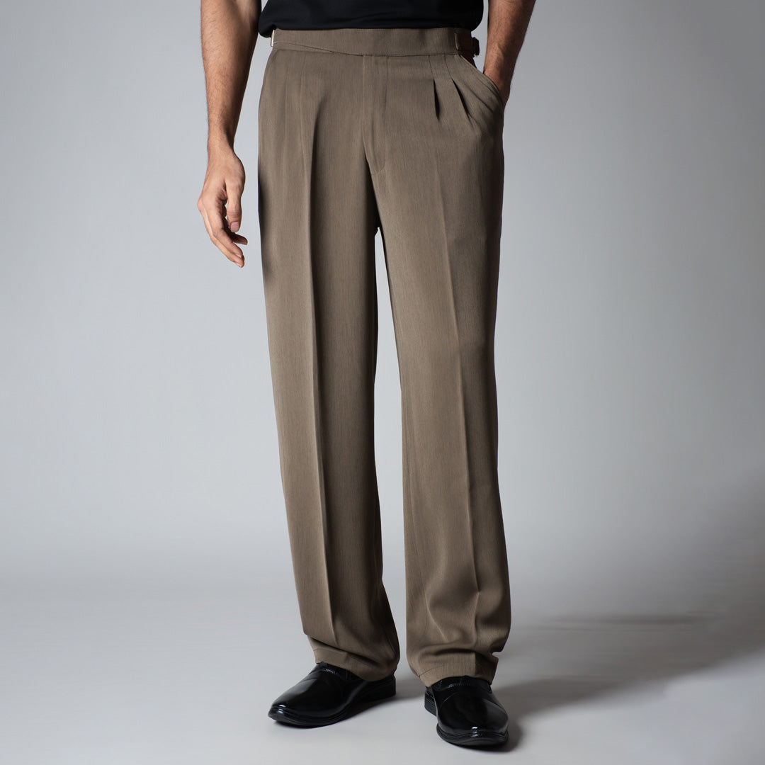 KHAKHI LONG FLAP TEXTURED TROUSER