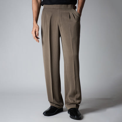 KHAKHI LONG FLAP TEXTURED TROUSER