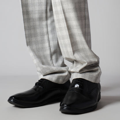 GREY PLAID REGULAR FIT TROUSER