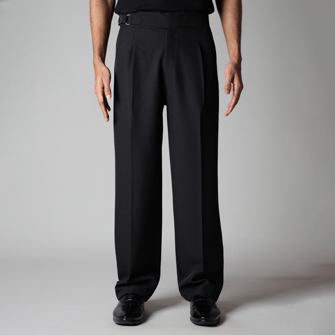 BLACK D-RING ITALIAN STYLE TROUSER