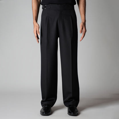 BLACK D-RING ITALIAN STYLE TROUSER