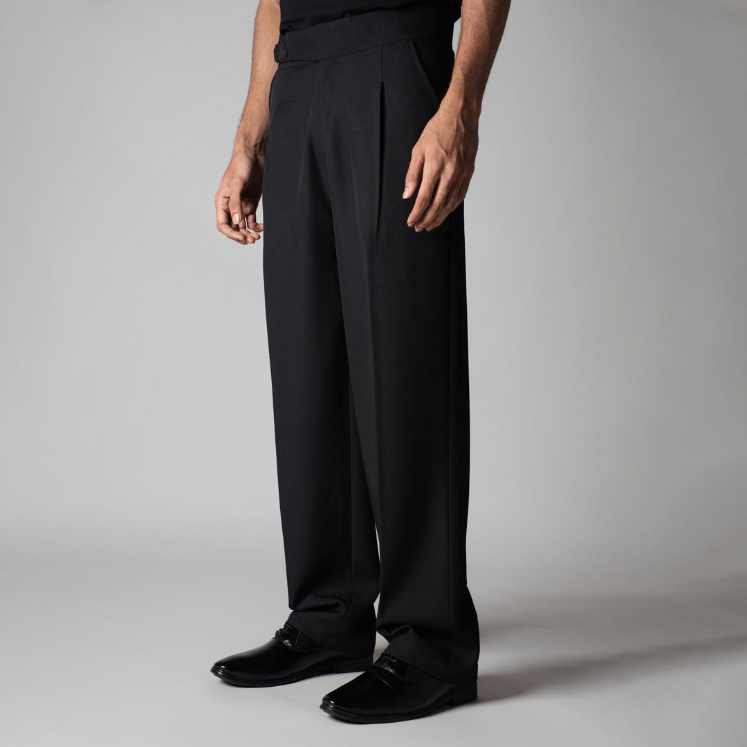 BLACK D-RING ITALIAN STYLE TROUSER