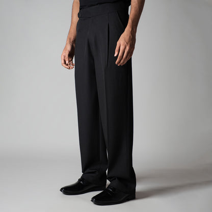 BLACK D-RING ITALIAN STYLE TROUSER