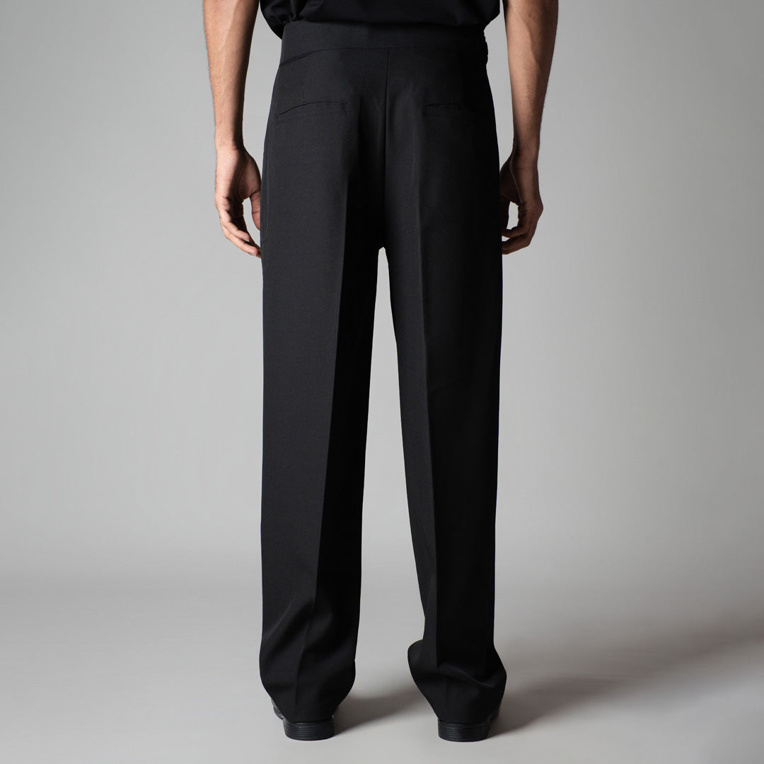 BLACK D-RING ITALIAN STYLE TROUSER