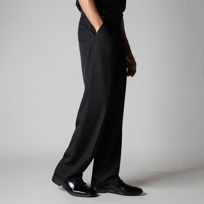 BLACK D-RING ITALIAN STYLE TROUSER