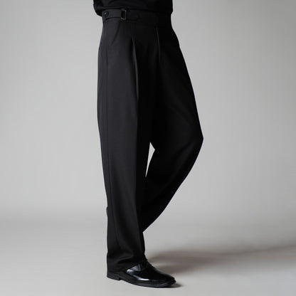 BLACK D-RING ITALIAN STYLE TROUSER