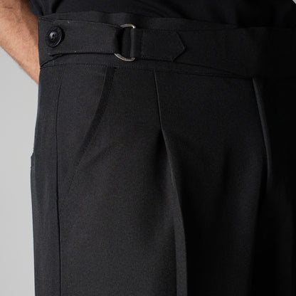BLACK D-RING ITALIAN STYLE TROUSER