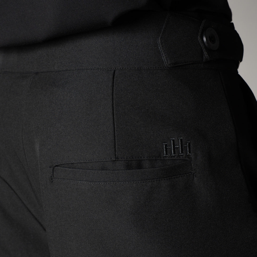 BLACK D-RING ITALIAN STYLE TROUSER