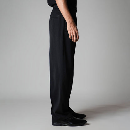 BLACK LONG FLAP TEXTURED TROUSER