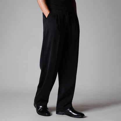 BLACK LONG FLAP TEXTURED TROUSER