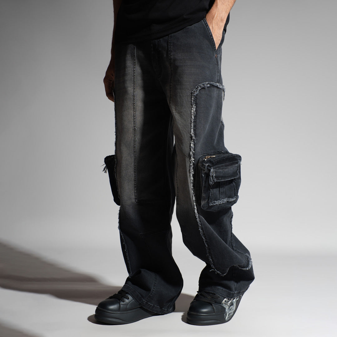 BLACK 3D CIRCUIT DENIM