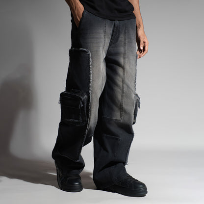 BLACK 3D CIRCUIT DENIM
