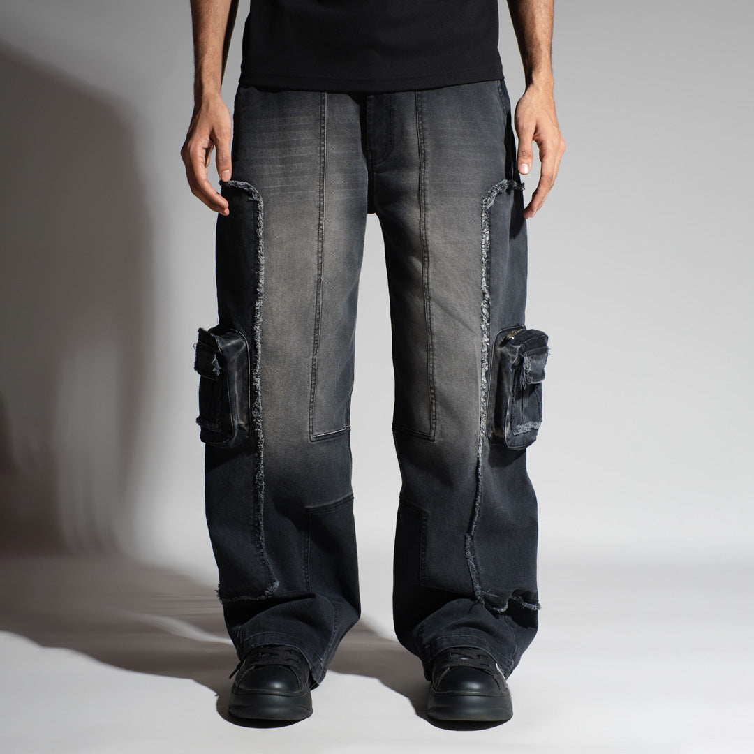 BLACK 3D CIRCUIT DENIM