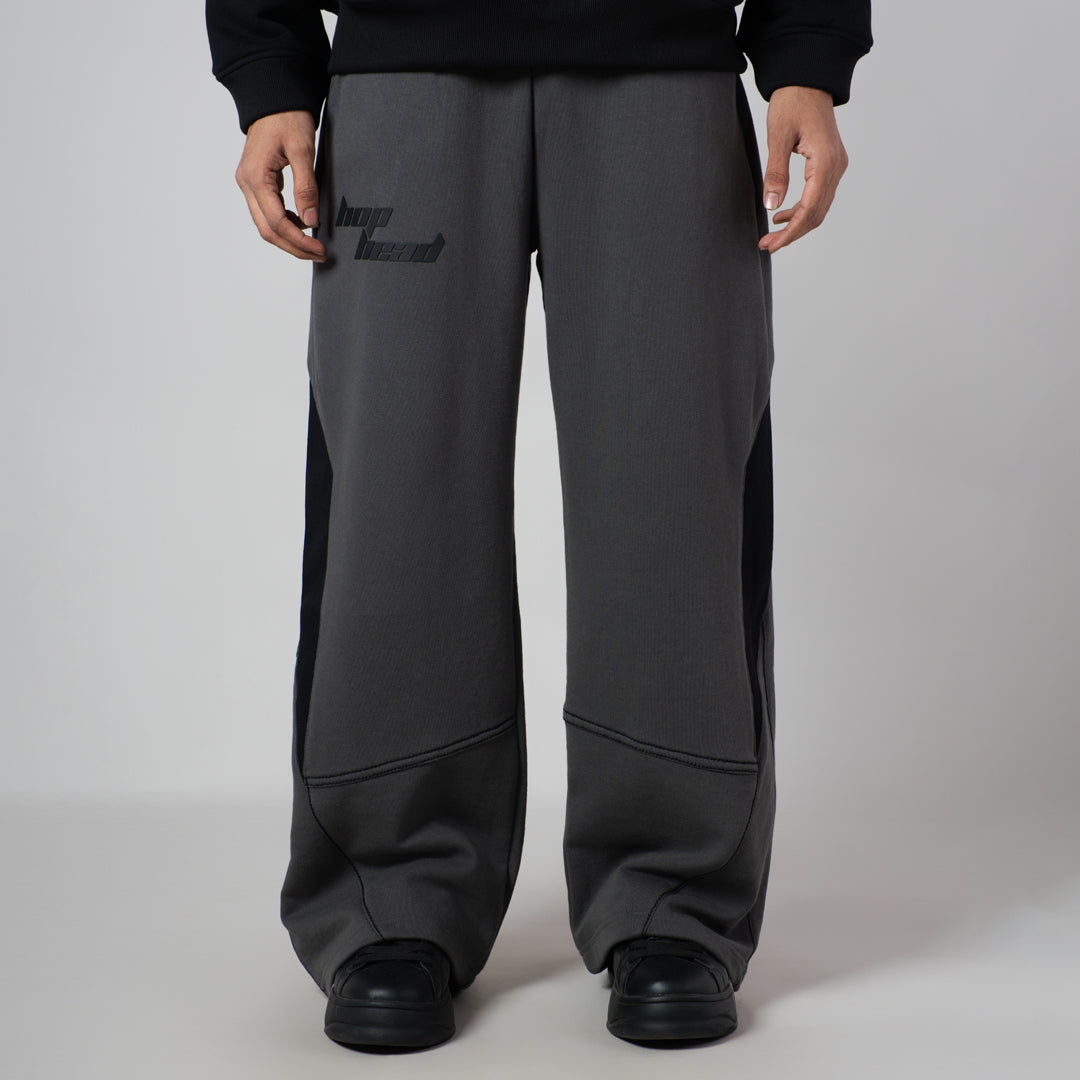 CHARCOAL & BLACK POINTED PANEL SWEATPANTS