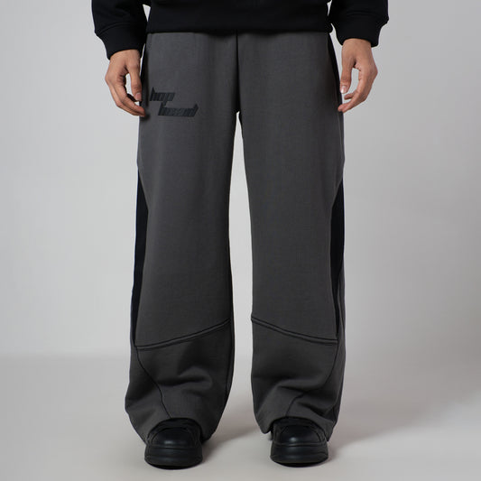 CHARCOAL & BLACK POINTED PANEL SWEATPANTS