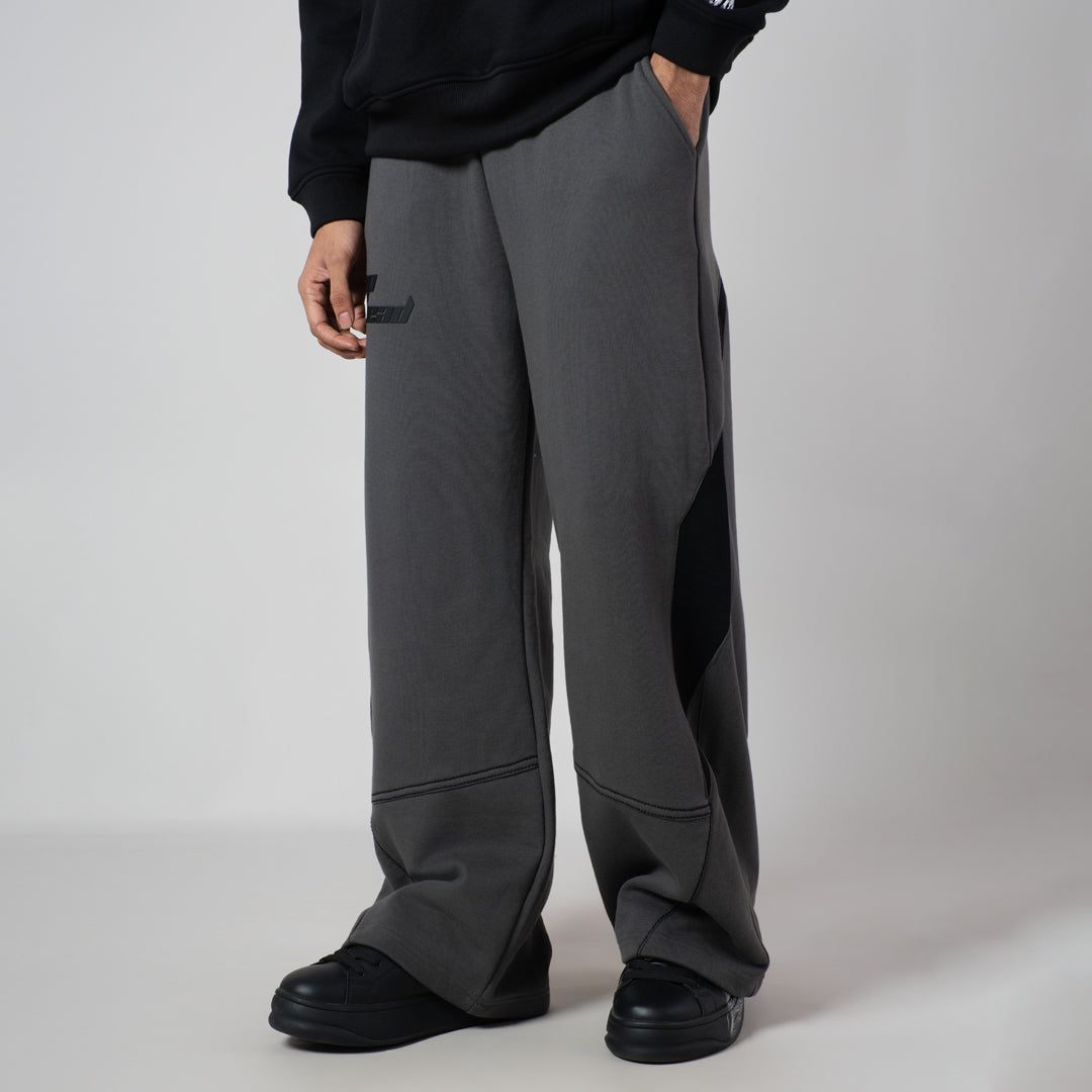 CHARCOAL & BLACK POINTED PANEL SWEATPANTS