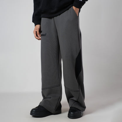 CHARCOAL & BLACK POINTED PANEL SWEATPANTS