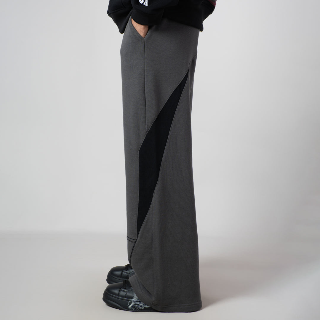 CHARCOAL & BLACK POINTED PANEL SWEATPANTS