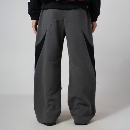 CHARCOAL & BLACK POINTED PANEL SWEATPANTS