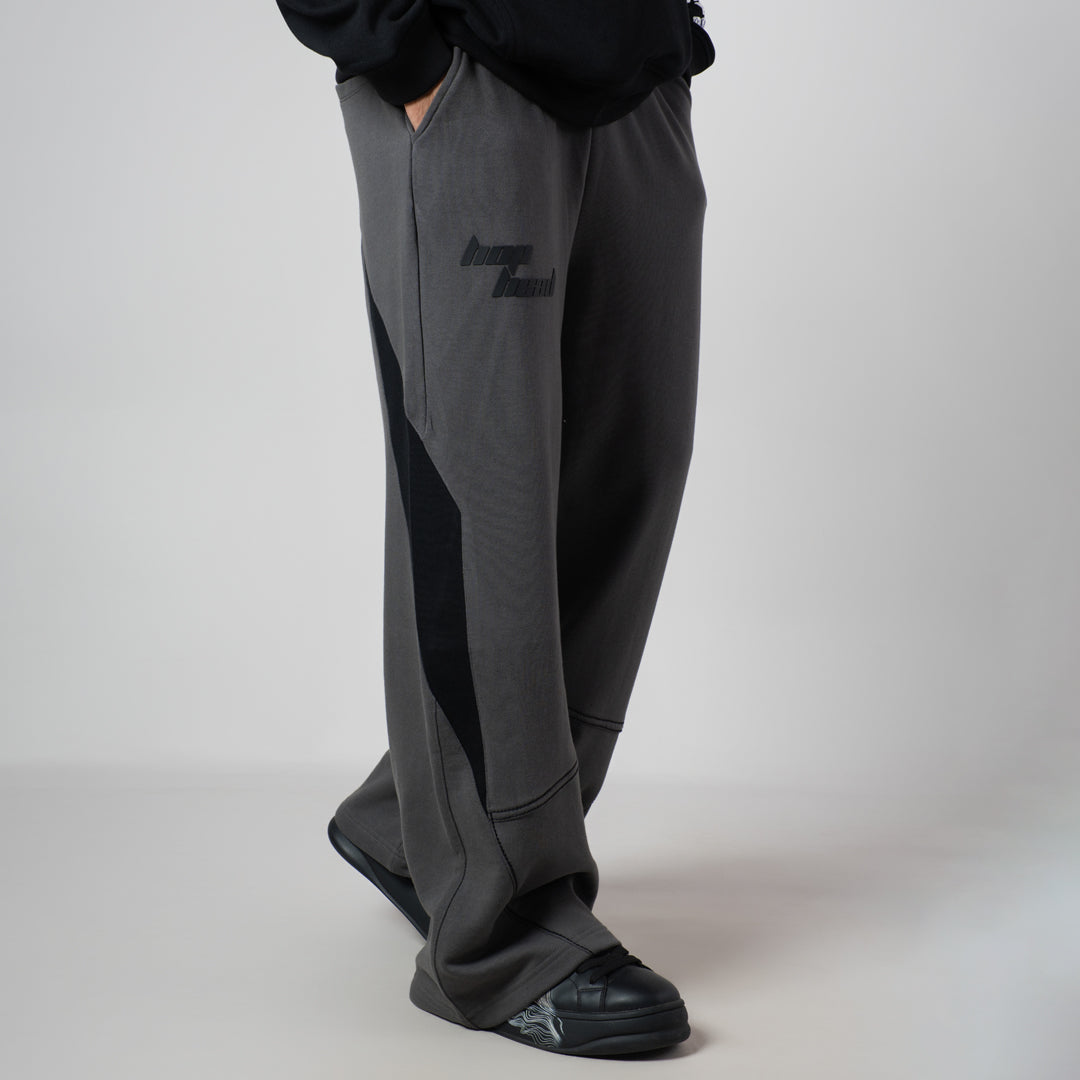 CHARCOAL & BLACK POINTED PANEL SWEATPANTS