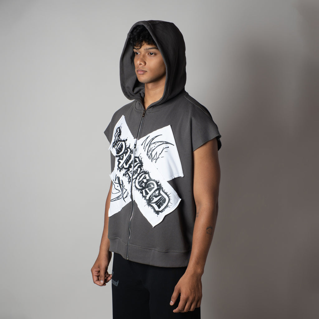 VOID CROSS SLEEVELESS HOODED VEST