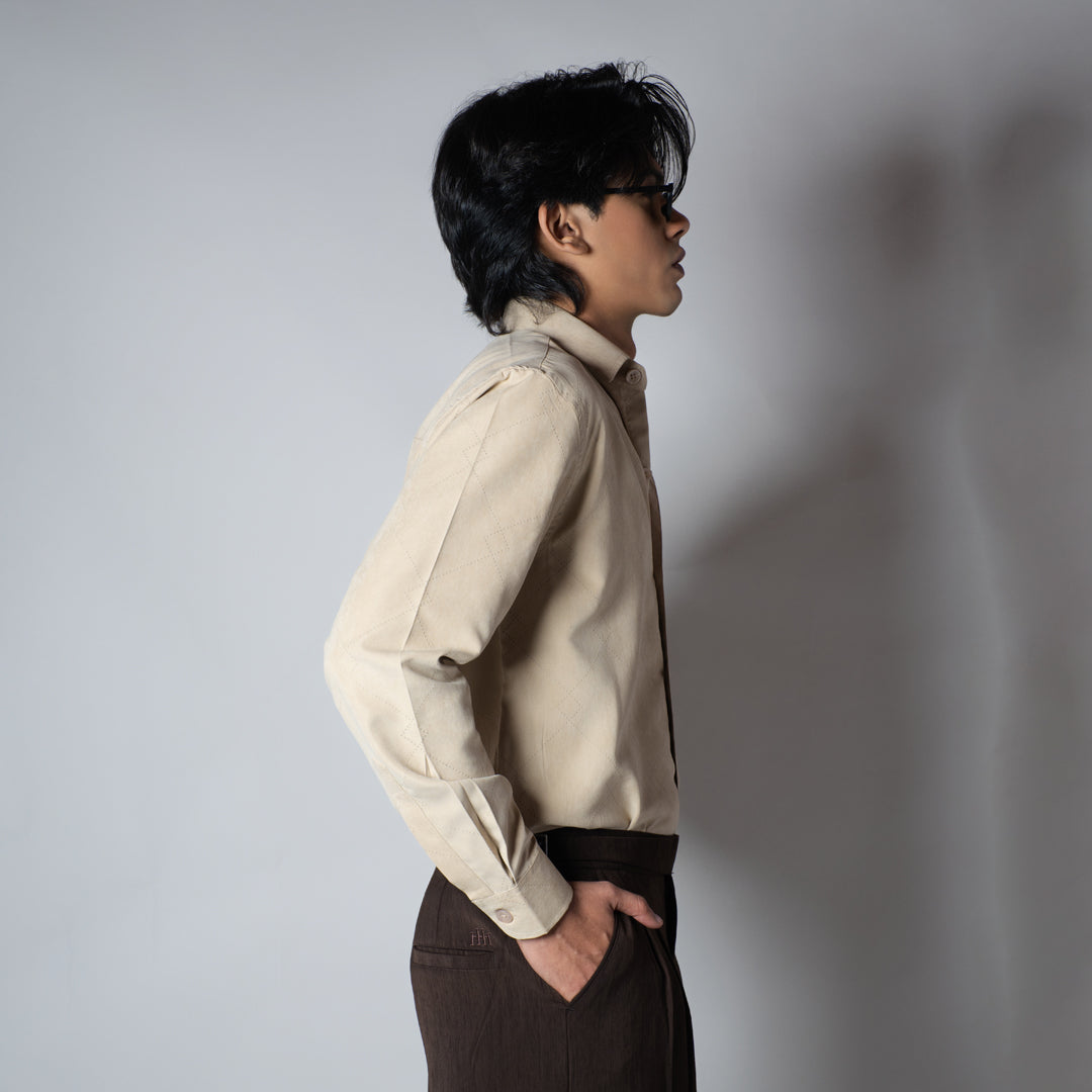 BEIGE SUEDE LASER LUXE SHIRT