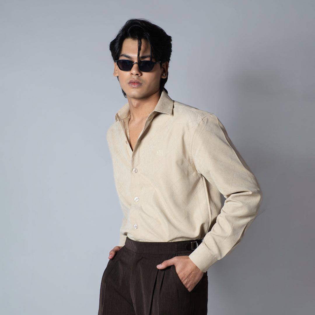 BEIGE SUEDE LASER LUXE SHIRT