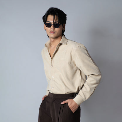 BEIGE SUEDE LASER LUXE SHIRT