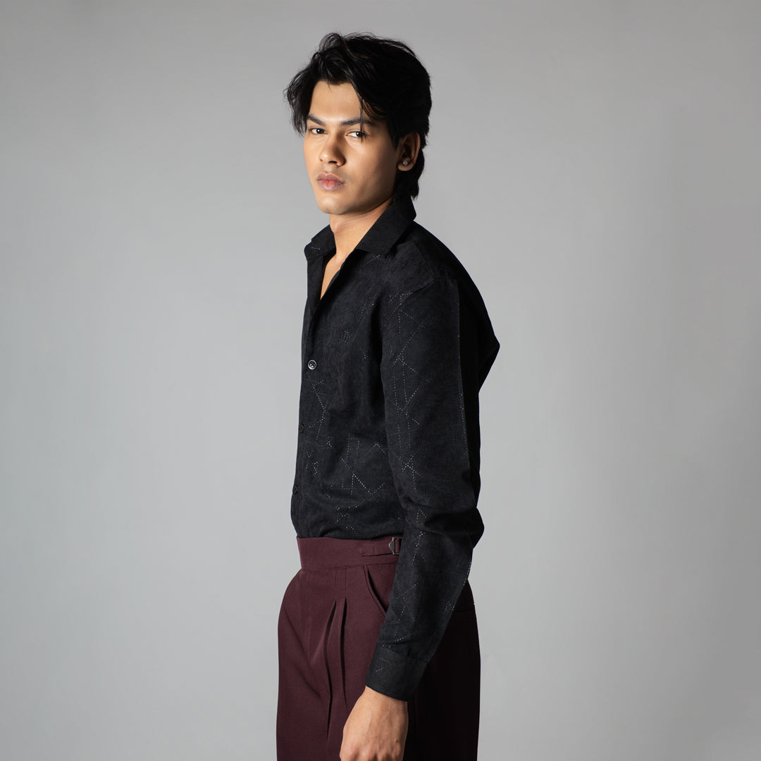 BLACK SUEDE LASER LUXE SHIRT