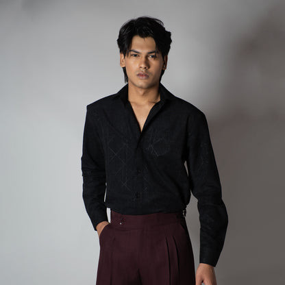BLACK SUEDE LASER LUXE SHIRT
