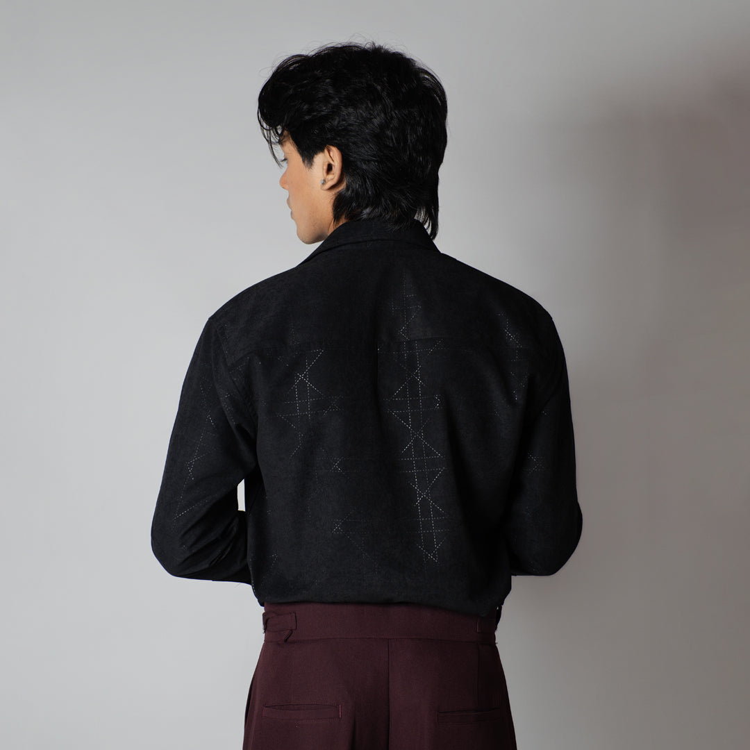 BLACK SUEDE LASER LUXE SHIRT