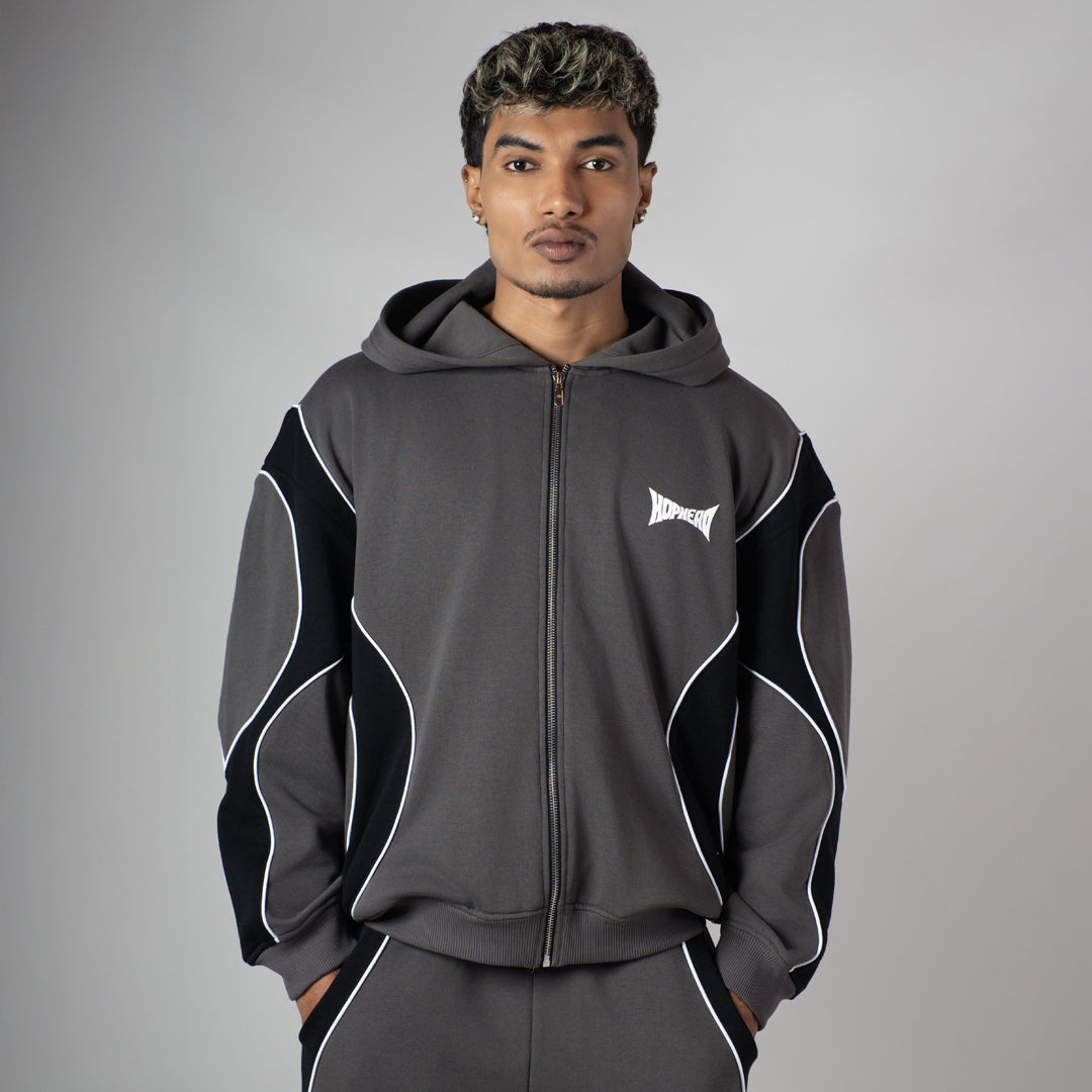 CARBON SMOKELINE HEAVY ZIPPER HOODIE