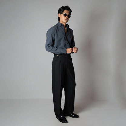 DUSTY BLUE SUEDE LASER LUXE SHIRT