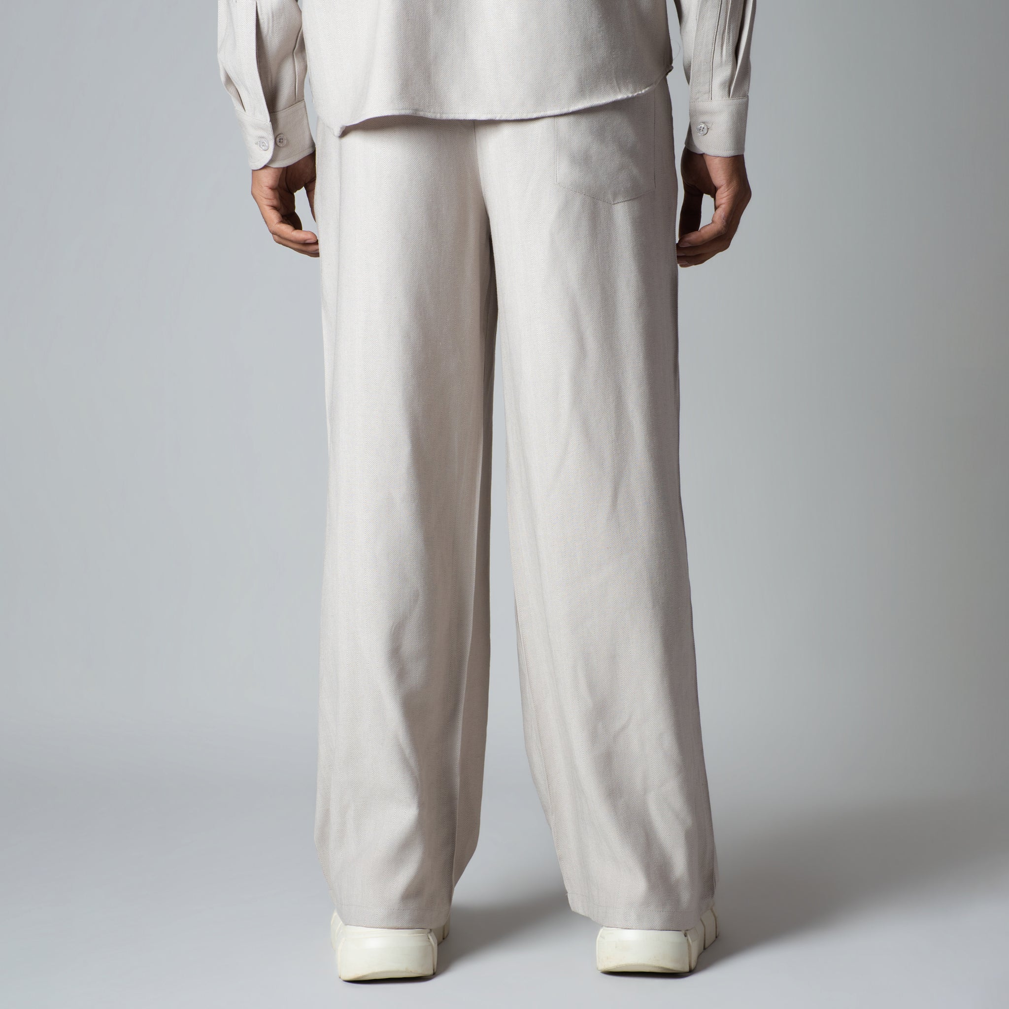 PALE GREY FLOW FABRIC PANT